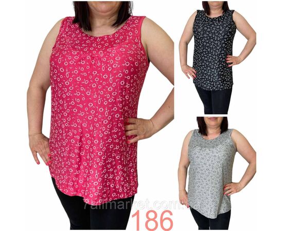 Майка жіноча стильна напівбатал р-ри XL-5XL (мікс кв) "NICOLAS" недорого від прямого постачальника, зображення 3