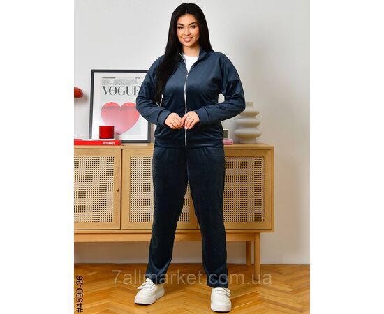 Спортивний костюм жіночий велюр на блискавці напівбатал 48,50,52 (9кв) "NOWEMBER", зображення 2