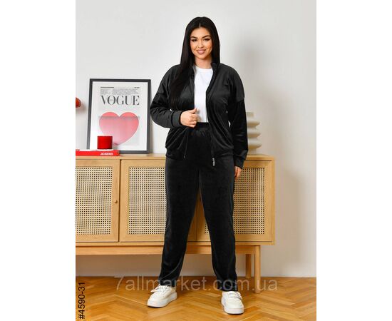 Спортивний костюм жіночий велюр на блискавці напівбатал 48,50,52 (9кв) "NOWEMBER", зображення 3
