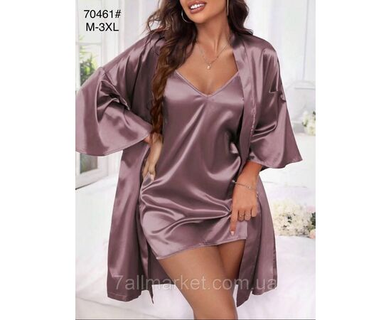 Комплект жіночий 2-ка халат + ніжна сорочка р-ри M-3XL(3цв) "FLOWER" купити недорого від прямого постачальника, зображення 2