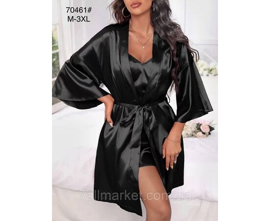 Комплект жіночий 2-ка халат + ніжна сорочка р-ри M-3XL(3цв) "FLOWER" купити недорого від прямого постачальника, зображення 3