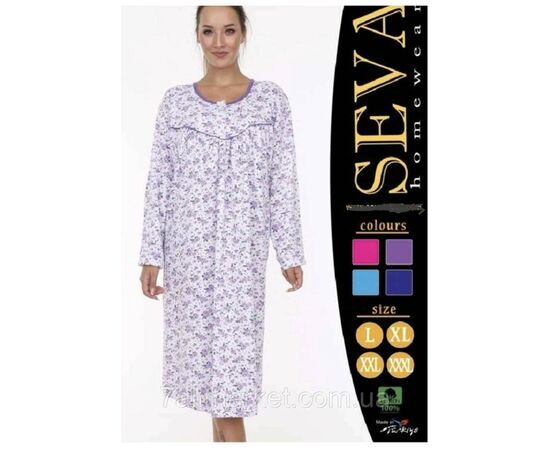 Нічна сорочка жіноча байкова розміри L-3XL (мікс) "MODY" купити недорого від прямого постачальника, зображення 2