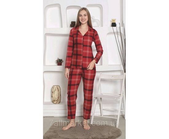 Фотография Пижама женская велюровая в клетку размеры M-2XL (4цв) "MODY" купить недорого от прямого поставщика, изображение 4