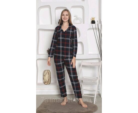 Фотография Пижама женская велюровая в клетку размеры M-2XL (4цв) "MODY" купить недорого от прямого поставщика, изображение 5