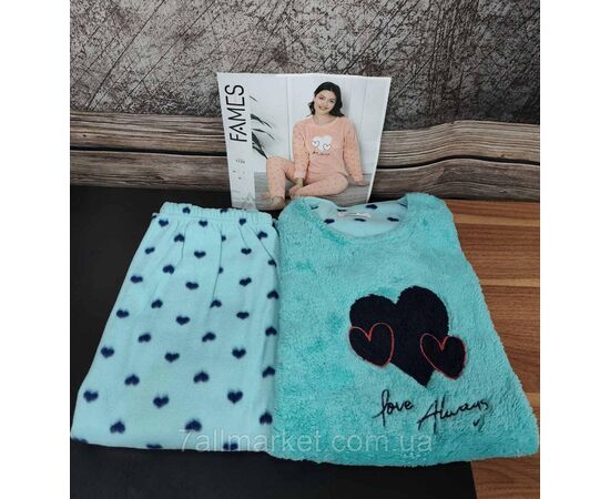 Фотография Пижама женская зимняя флис/махра размеры M-XL (4цв) "MODY" недорого от прямого поставщика, изображение 4