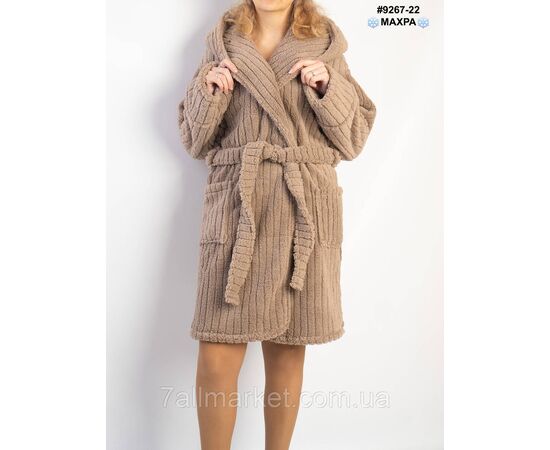 Халат жіночий на запах махра напівбатал 44-46,48-50,52-54 (3кв) "NOWEMBER" недорого від прямого постачальника, зображення 2