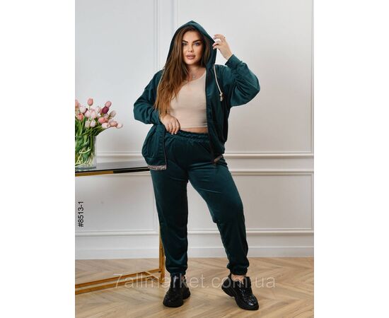 Спортивний костюм жіночий на блискавці велюр батал 56,58,60,62 (5кв) "NOWEMBER", зображення 3