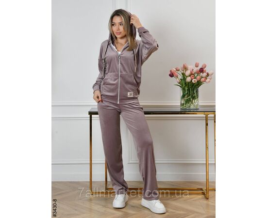 Спортивний костюм жіночий на блискавці велюр норма 44,46,48 (9кв) "NOWEMBER", зображення 5