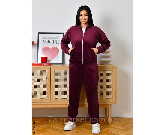 Спортивний костюм жіночий велюр на блискавці напівбатал 48,50,52 (9кв) "NOWEMBER", зображення 5