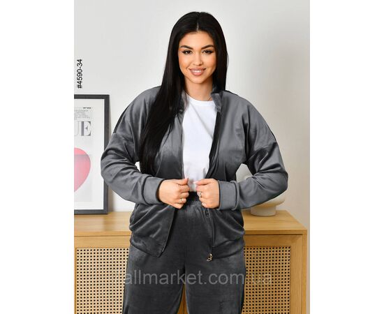 Спортивний костюм жіночий велюр на блискавці напівбатал 48,50,52 (9кв) "NOWEMBER", зображення 6