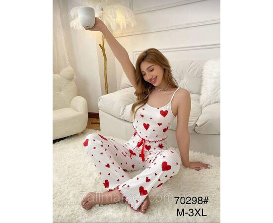 Піжама жіноча топ + штани р-ри M-3XL (2кв) "FLOWER" купити недорого від прямого постачальника, зображення 2