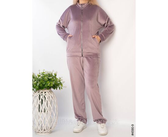Спортивний костюм жіночий велюр на блискавці напівбатал 48,50,52 (9кв) "NOWEMBER", зображення 7