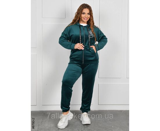 Фотография Спортивный костюм женский на молнии велюр батал 54,56,58,60 (4цв) "NOWEMBER" недорого от прямого поставщика, изображение 4