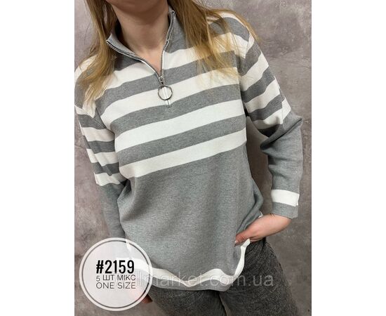 Жіночий светр поло з блискавкою у смужку універсального розміру  мікс кольорів "PARTNERS", зображення 3