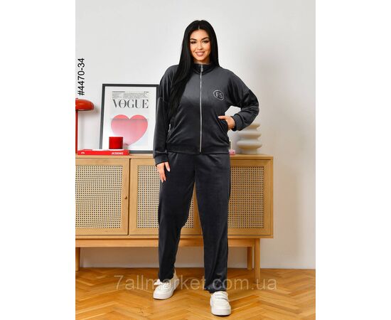 Фотография Спортивный костюм женский велюр на молнии полубалта 48,50,52 (6цв) "NOWEMBER" недорого от прямого поставщика, изображение 3