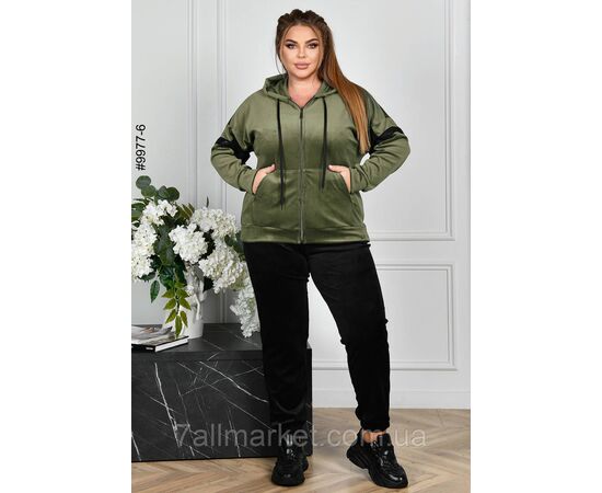 Спортивний костюм жіночий на блискавці велюр батал 54,56,58,60 (3кв) "NOWEMBER", зображення 2