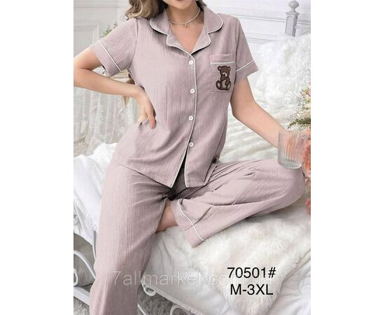 Фотография Пижама женская молодёжная р-ры M-3XL(3цв) "FLOWER" купить недорого от прямого поставщик, изображение 2