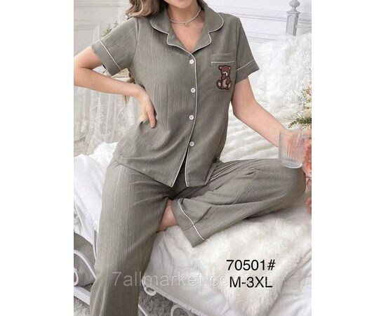 Фотография Пижама женская молодёжная р-ры M-3XL(3цв) "FLOWER" купить недорого от прямого поставщик, изображение 3