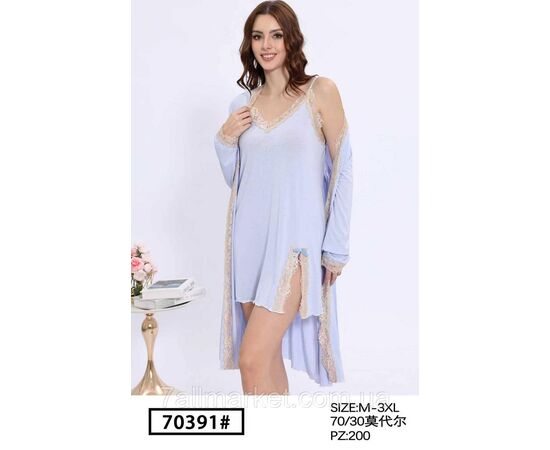 Комплект жіночий 2-ка халат + ніжна сорочка р-ри M-3XL(2цв) "FLOWER" купити недорого від прямого постачальника, зображення 2