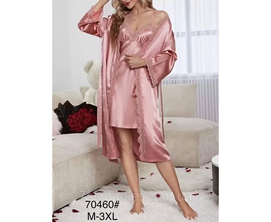 Комплект жіночий 2-ка халат + ніжна сорочка р-ри M-3XL(2цв) "FLOWER" купити недорого від прямого постачальника, зображення 2