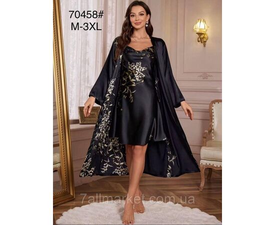 Комплект жіночий 2-ка халат + ніжна сорочка р-ри M-3XL(3цв) "FLOWER" купити недорого від прямого постачальника, зображення 2