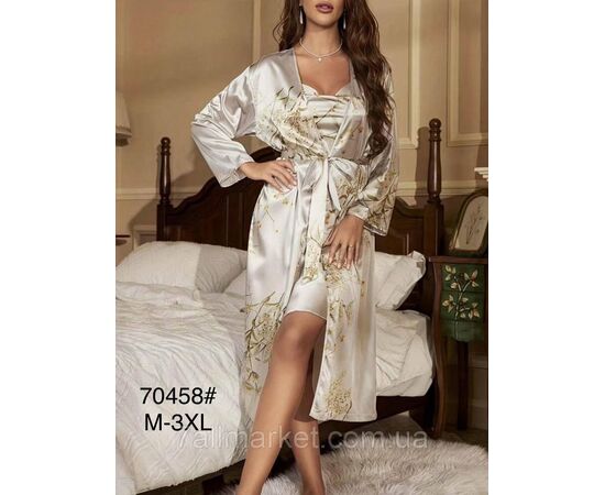 Комплект жіночий 2-ка халат + ніжна сорочка р-ри M-3XL(3цв) "FLOWER" купити недорого від прямого постачальника, зображення 3