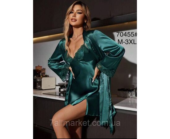 Комплект жіночий 2-ка халат + ніжна сорочка р-ри M-3XL(3цв) "FLOWER" купити недорого від прямого постачальника, зображення 2