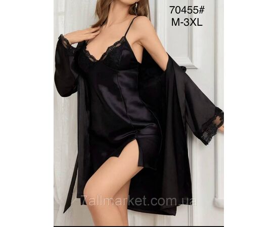 Комплект жіночий 2-ка халат + ніжна сорочка р-ри M-3XL(3цв) "FLOWER" купити недорого від прямого постачальника, зображення 3