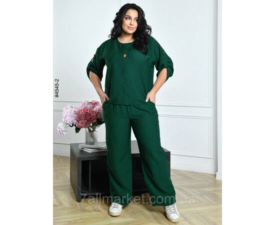 Костюм жіночий льон жатка батал 54,56,58,60 (9кв) "NOWEMBER" недорого від прямого постачальника, зображення 2