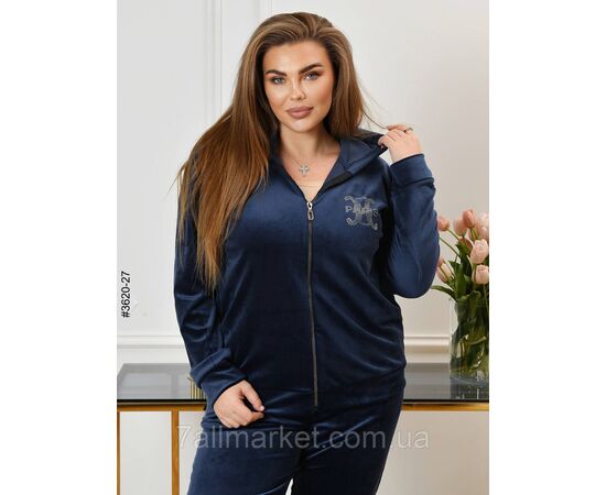 Спортивний костюм жіночий на блискавці велюр батал 54,56,58 (7кв) "NOWEMBER", зображення 7