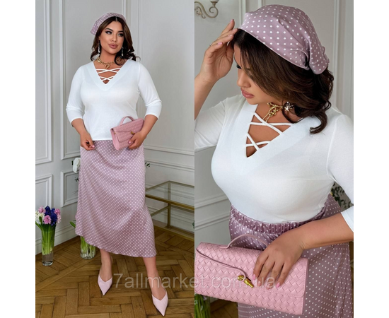 Фотография Костюм 2- ка женский комбинированный с косинкой р.46-60 "LADA" недорого оптом от прямого поставщика, изображение 2