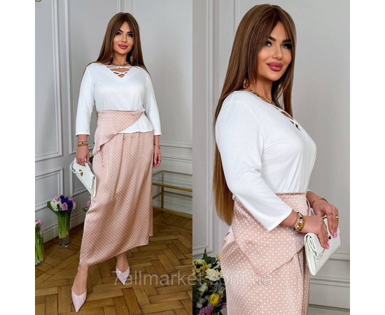 Фотография Костюм 2- ка женский комбинированный с косинкой р.46-60 "LADA" недорого оптом от прямого поставщика, изображение 2