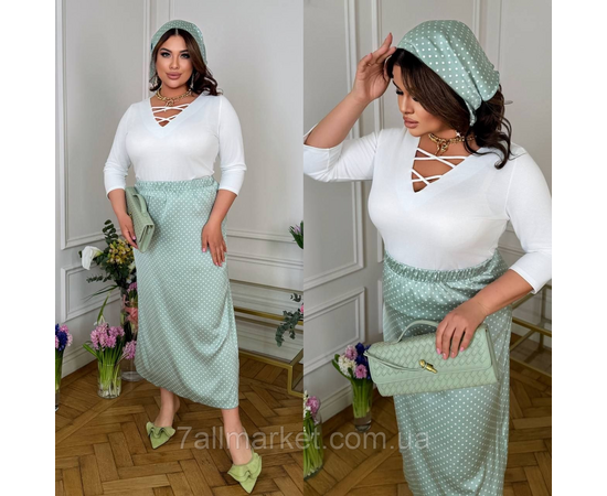 Фотография Костюм 2- ка женский комбинированный с косинкой р.46-60 "LADA" недорого оптом от прямого поставщика, изображение 2