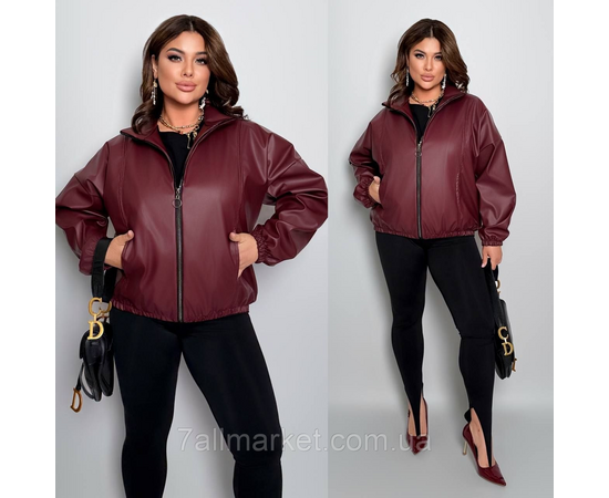Куртка жіноча на блискавці екошкіра на підкладці р 46-60 "LADA" недорого від прямого постачальника, зображення 3