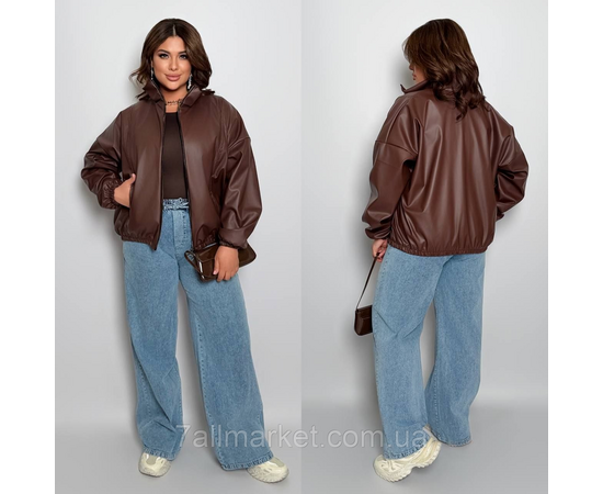 Куртка жіноча на блискавці екошкіра на підкладці р 46-60 "LADA" недорого від прямого постачальника, зображення 2