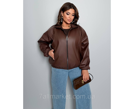 Куртка жіноча на блискавці екошкіра на підкладці р 46-60 "LADA" недорого від прямого постачальника, зображення 3
