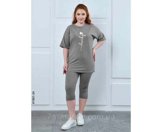 Костюм жіночий футболка + бриджі кулір напівбатал 48,50,52 (8кв) "NOWEMBER" недорого від прямого постачальника, зображення 4