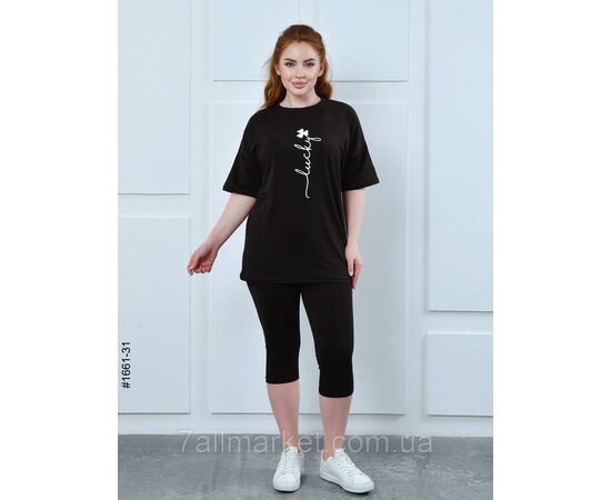 Костюм жіночий футболка + бриджі кулір напівбатал 48,50,52 (8кв) "NOWEMBER" недорого від прямого постачальника, зображення 8