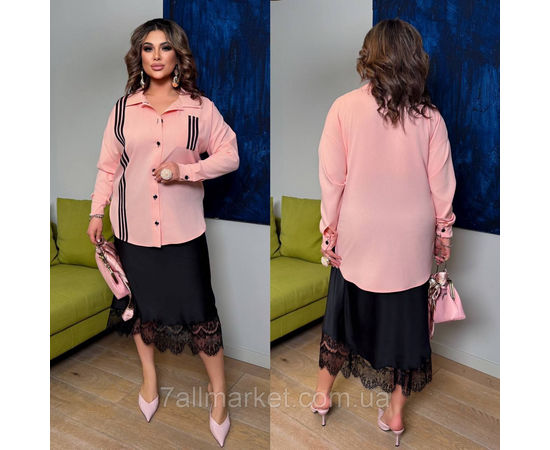 Сорочка жіноча креп софт із лампасами (46-60) "LADA" недорого від прямого постачальника, зображення 2