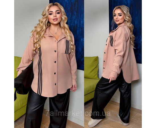 Сорочка жіноча креп софт із лампасами (46-60) "LADA" недорого від прямого постачальника, зображення 2