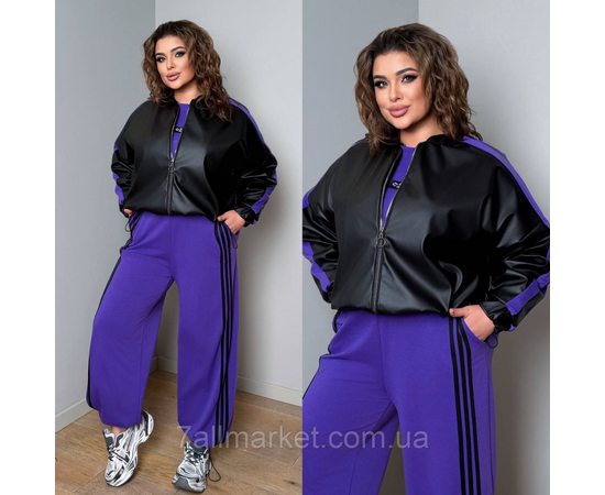 Костюм 3-ка жіночий прогулянковий двонитка з лампасами (42-60) "LADA" недорого від прямого постачальника, зображення 2