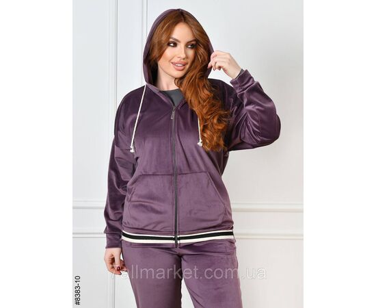 Спортивний костюм жіночий на блискавці велюр напівбатал 48,50,52,54 (5кв) "NOWEMBER", зображення 3