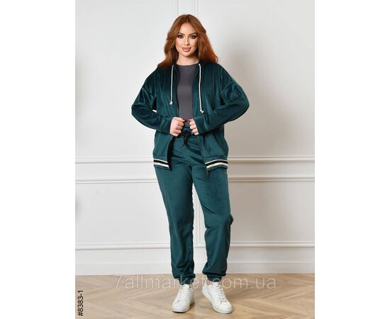 Спортивний костюм жіночий на блискавці велюр напівбатал 48,50,52,54 (5кв) "NOWEMBER", зображення 5