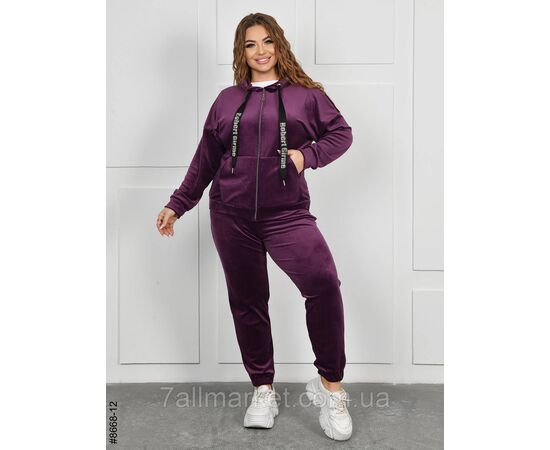 Фотография Спортивный костюм женский на молнии велюр батал 54,56,58,60 (5цв) "NOWEMBER" недорого от прямого поставщика, изображение 2