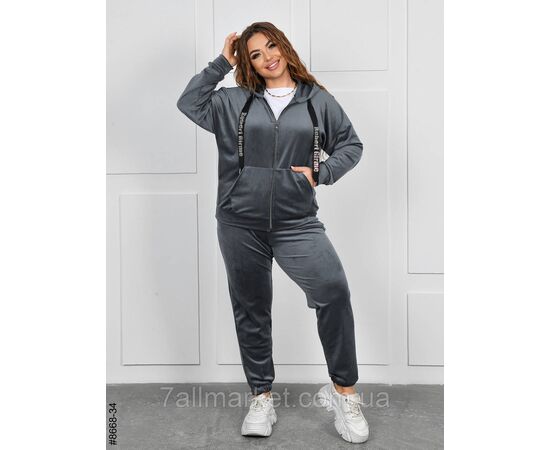 Фотография Спортивный костюм женский на молнии велюр батал 54,56,58,60 (5цв) "NOWEMBER" недорого от прямого поставщика, изображение 4