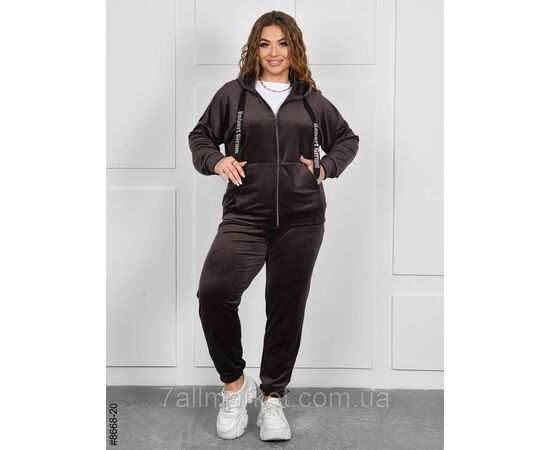 Фотография Спортивный костюм женский на молнии велюр батал 54,56,58,60 (5цв) "NOWEMBER" недорого от прямого поставщика, изображение 5