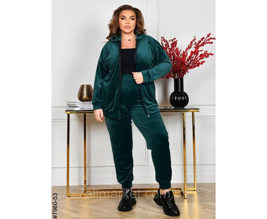 Спортивний костюм жіночий на блискавці велюр супербатал 54-56,56-58,58-60 (9кв) "NOWEMBER", зображення 2