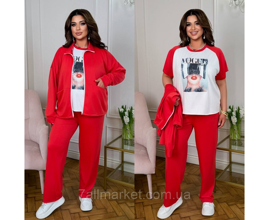 Костюм 3-ка жіночий прогулянковий двонитка з лампасами (42-60) "LADA" недорого від прямого постачальника, зображення 3