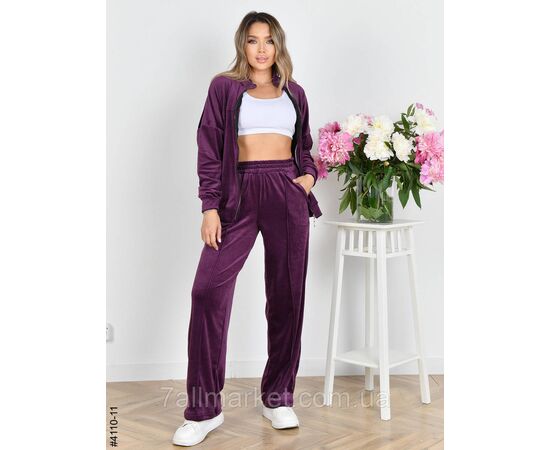 Спортивний костюм жіночий на блискавці велюр прямі штани норма 42,44,46 (2кв) "NOWEMBER", зображення 2