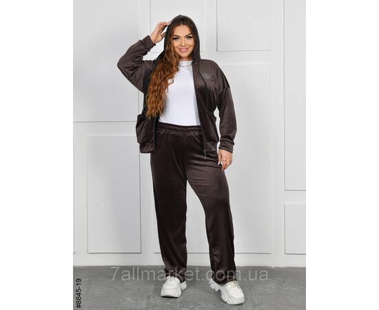 Фотография Спортивный костюм женский на молнии велюр батал 54,56,58,60 (8цв) "NOWEMBER" недорого от прямого поставщика, изображение 2